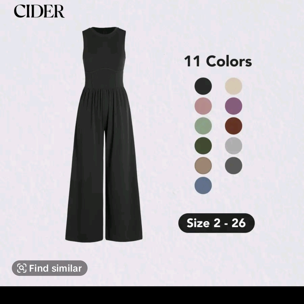 Cider Black High Neck Jumpsuit with Wide-Leg Design